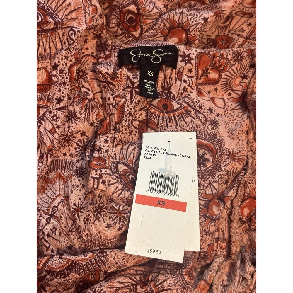 Jessica Simpson XS NWT Maxi Dres Celestial Dreams Coral Clia - Picture 7 of 7
